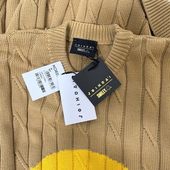 SMILEY x JOSHUA'S Unisex Tan Cable Knit Cotton Sweater - Picture 8 of 8